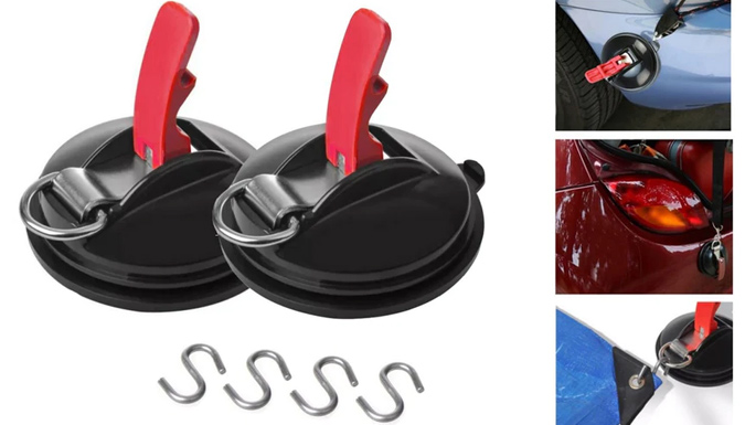 Camping Suction Cup Shelter Anchors with S-Hooks - 2 or 4-Pack