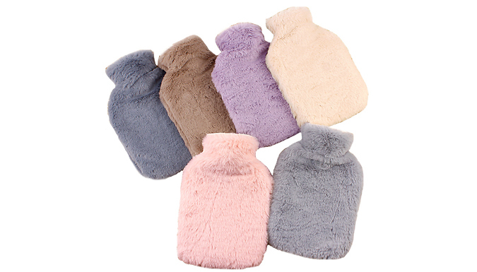 Hot Water Bottle With Plush Cover - 9 Colours from Discount Experts