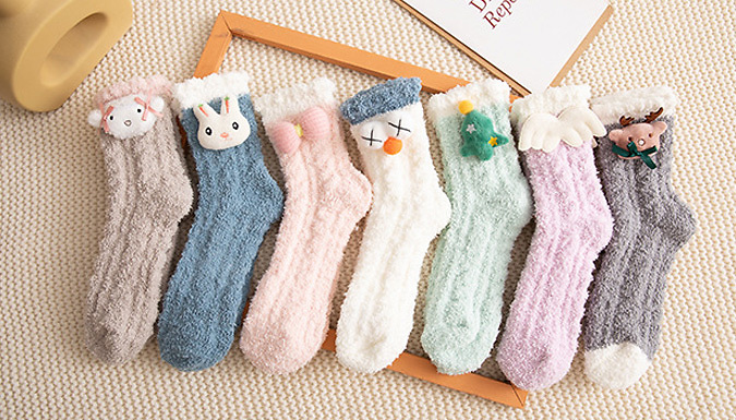 2, 4, or 6-Pairs Fuzzy Winter House Socks Deal Price £7.99