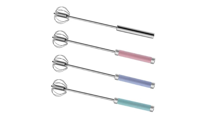 Stainless Steel Semi-Automatic Rotary Whisk - 4 Colours, 3 Sizes from Discount Experts