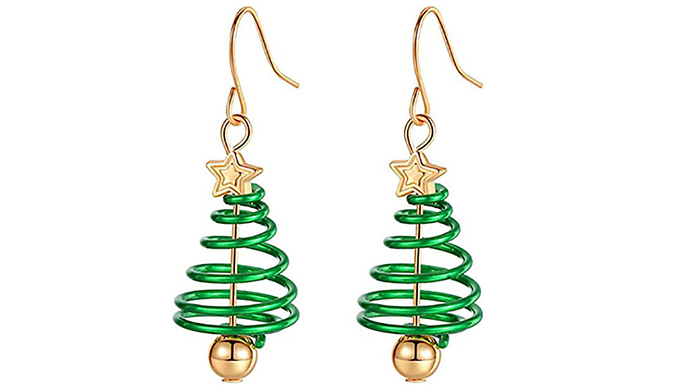 Spiral Christmas Tree Earrings from Discount Experts