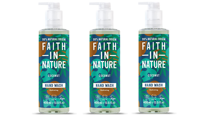 Set of 3 Faith in Nature 400ml Handwash Bottles - 4 Scents from Discount Experts