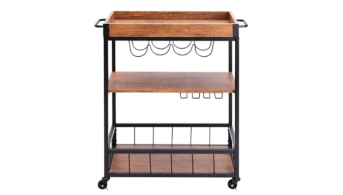 3-Tier Wood Effect Kitchen Trolley Cart 3-Tier Wood Effect Kitchen Trolley Cart