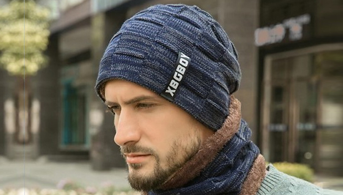 Men's Matching Knitted Beanie and Scarf - 5 Colours from Discount Experts