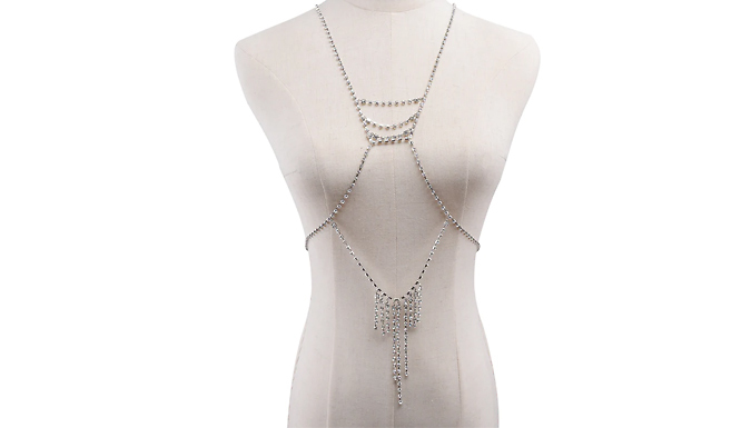 Rhinestone Silver Body Chain at Discount Experts