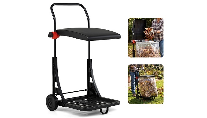 Image of COSTWAY Garden Waste Rubbish Bag Holder with Wheels
