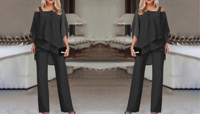 Women's Wide Leg One Shoulder Jumpsuit - 5 Colours & 6 Sizes from Discount Experts