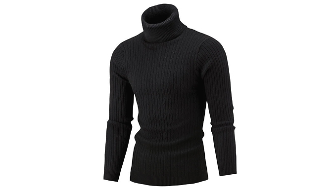 Men's Knitted Turtleneck Ribbed Sweater - 5 Colours & 4 Sizes at Discount Experts