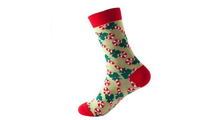 Christmas Candy Cane Socks - 1 or 2 Pairs from Discount Experts