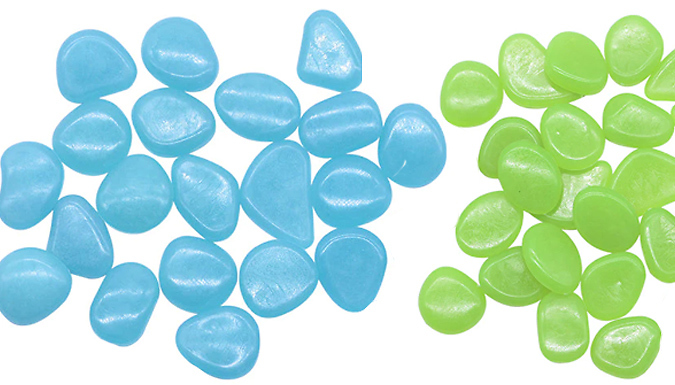 50-1000 Glow-In-The-Dark Pebbles - 3 Colours at Discount Experts