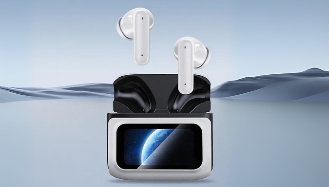 In-Ear Bluetooth Earbuds with Touch Screen Case - 2 Colours at Discount Experts