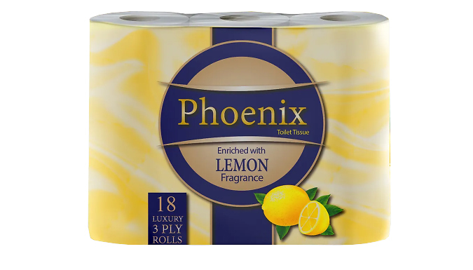 18, 45, or 90 Rolls Phoenix Quilted 3 Ply Lemon Fragranced Toilet Rolls from Discount Experts