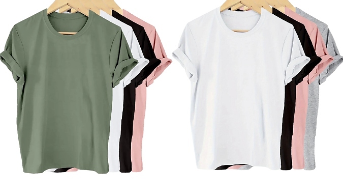 4 or 6-Pack Women's Solid Colour Short Sleeve T-Shirts - 6 Colours, 5 Sizes from Discount Experts