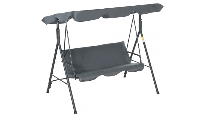 Image of Direct 2 publik 3-Seater Garden Swing Chair with Canopy - 2 Colours!