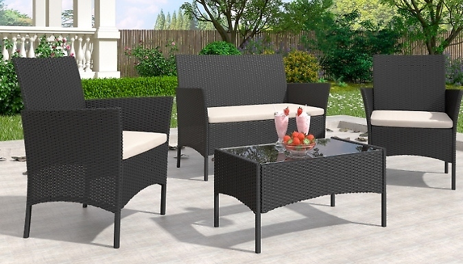 4 Piece Outdoor Rattan Garden Furniture Set – 3 Colours 4 Piece Outdoor Rattan Garden Furniture Set – 3 Colours