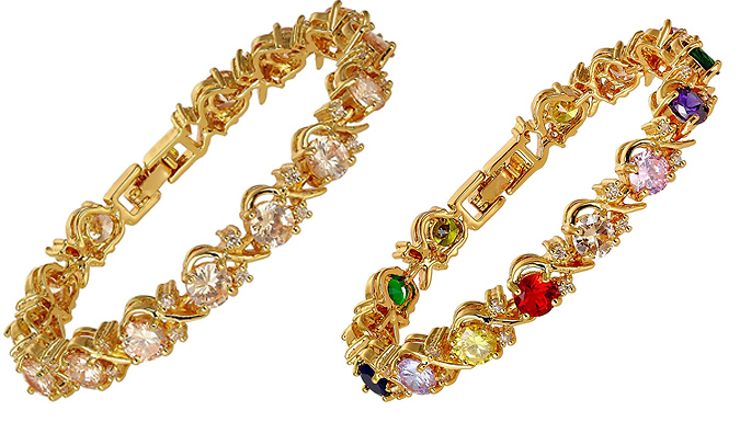 Blossom Gemstone & Lab Diamond Tennis Bracelet - 5 Colours from Discount Experts