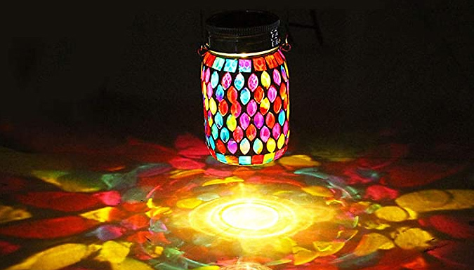 Mosaic Solar LED Hanging Jar Light - 2 Colours at Discount Experts