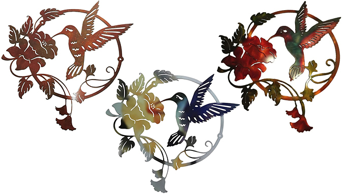 Hummingbird Metal Wall Art - 3 Colours at Discount Experts