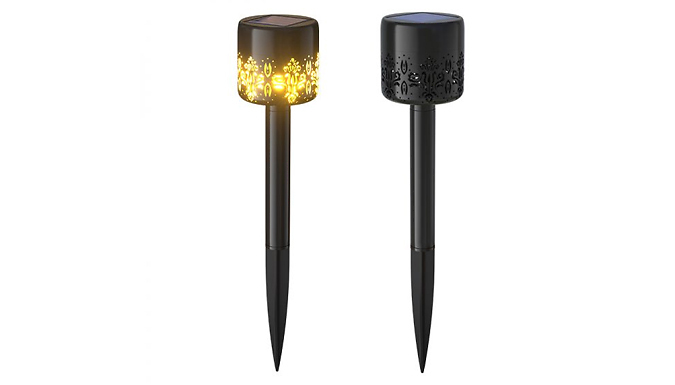 1, 2 or 4 Solar LED Pattern Stake Lamps - 2 Colours at Discount Experts