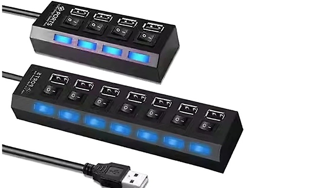 4 or 7-Port Universal USB Charging Station - Black or White from Discount Experts