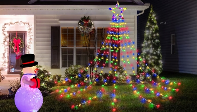 LED Waterfall Solar Christmas Tree Lights - 3 Colours from Discount Experts