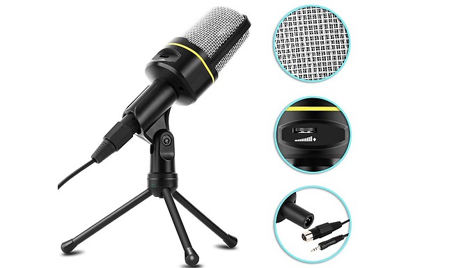 Condenser Microphone With PC 3.5mm Wire & Tripod from Discount Experts