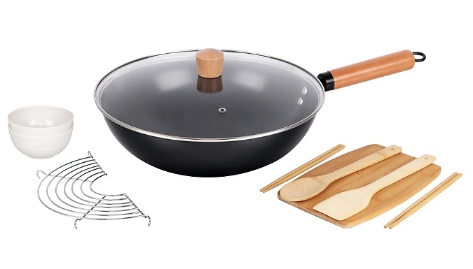 10 Piece Non-Stick Wok Pan Gift Set