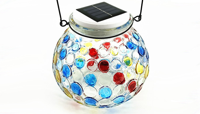 Solar-Powered LED Multi-Coloured Glass Light - 2 Colours at Discount Experts
