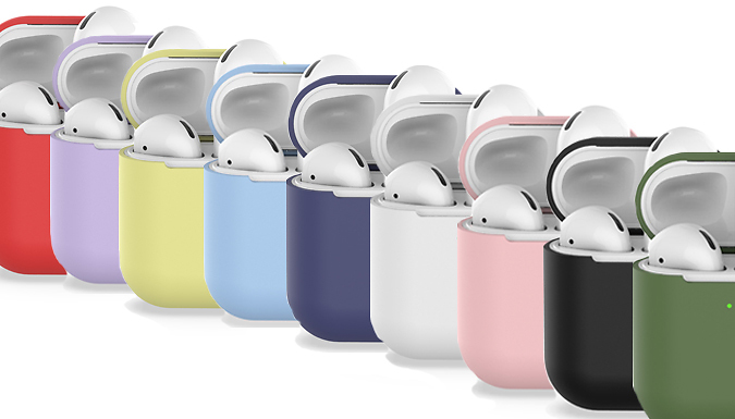 1 or 2 Silicone AirPods 2 Compatible Case Covers with Keychain - 9 Colours at Discount Experts