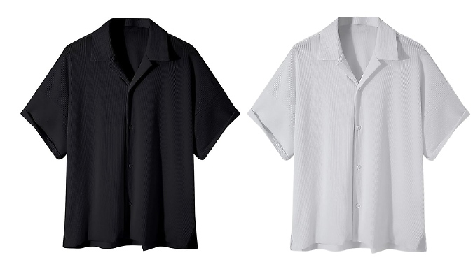 Men's Ribbed Short-Sleeve Shirt - 2 Colours, 6 Colours at Discount Experts