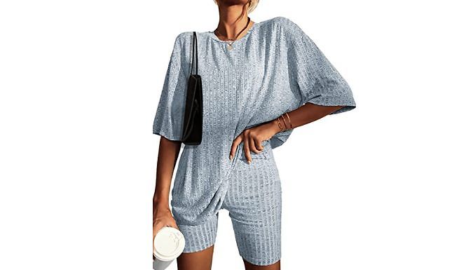 Casual Ribbed Coord Set - 5 Colours, 4 Sizes at Discount Experts