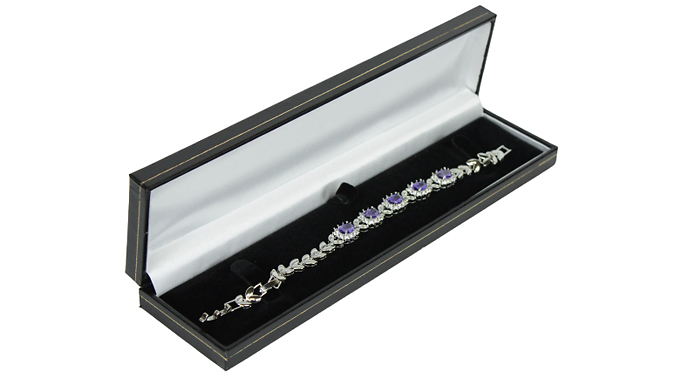 Purple Gemstone Cluster Created Diamond Bracelet from Discount Experts