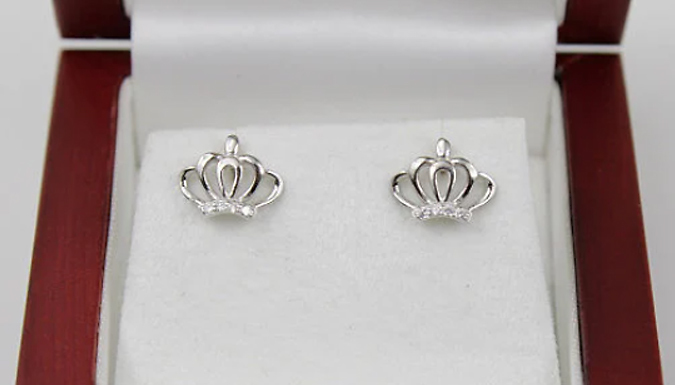 Princess Crown Created Diamond Stud Earrings at Discount Experts