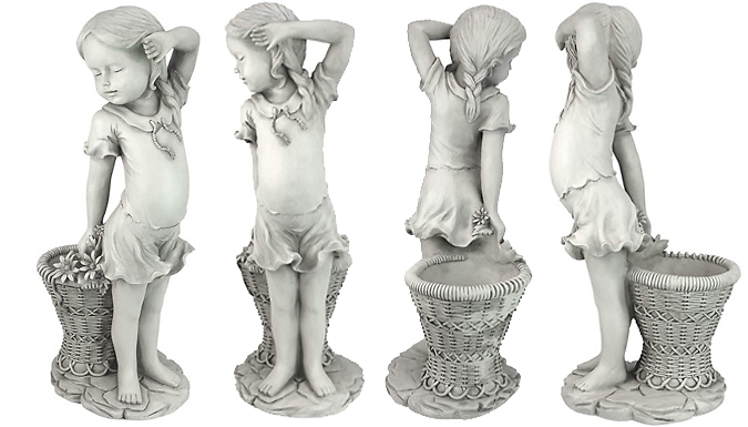 Miniature Flower Girl Statue with Planter at Discount Experts