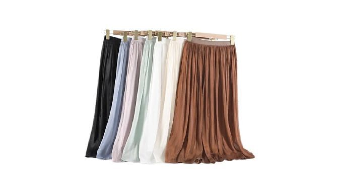 High Waisted Pleated Maxi Skirt - 7 Colours from Discount Experts