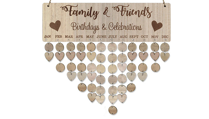Wooden Birthday Reminder Calendar Wall Board - 3 Designs at Discount Experts