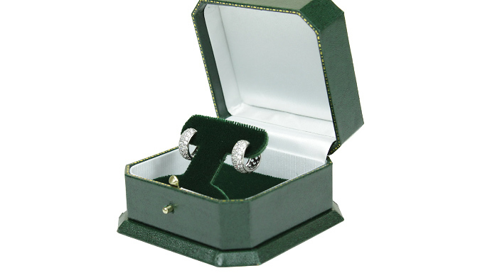 White Gold Created Diamond Huggie Hoops at Discount Experts