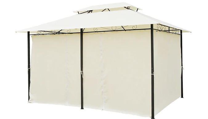 4m Metal Frame Garden Gazebo with Curtains 4m Metal Frame Garden Gazebo with Curtains
