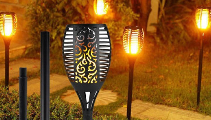 Solar Garden Lamp With Flickering Flame - 1, 2 or 4 from Discount Experts