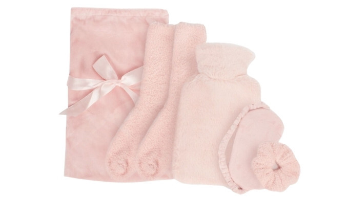5-Piece Cosy Hot Water Bottle Gift Set - 2 Colours from Discount Experts