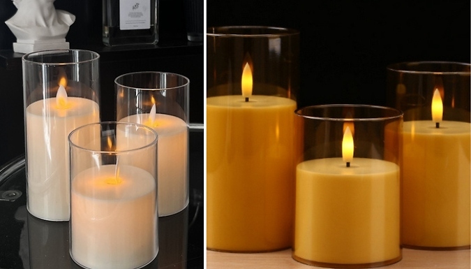 3-Piece LED Flameless Candle Set from Discount Experts