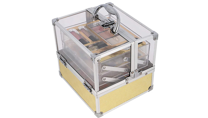 64-Piece Glam Acrylic Vanity Organiser Case Set from Discount Experts
