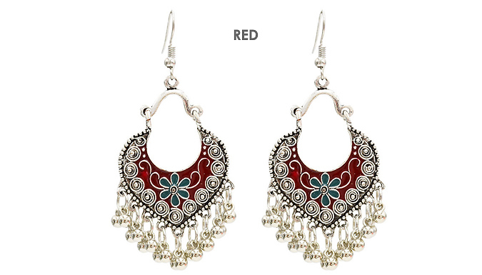 1 or 2 Pair Bohemian Retro Style Earrings - 4 Colours at Discount Experts