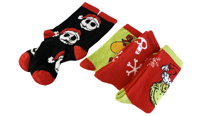 4-Pairs Cosy Holiday Themed Socks at Discount Experts