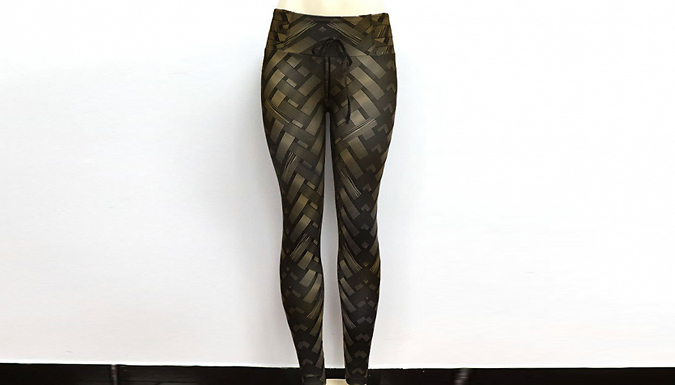 High-Waisted Patterned Yoga Pants - 5 Colours from Discount Experts