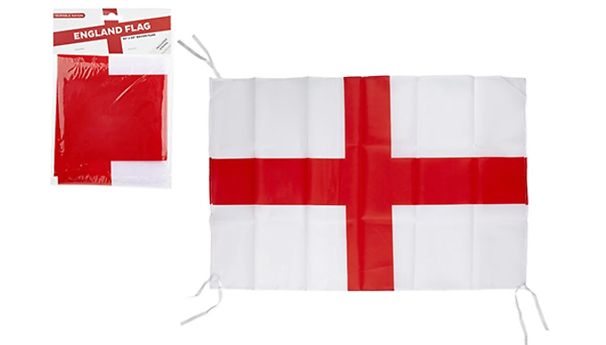 1 or 2 St Georges England Rayon Flags with String from Discount Experts