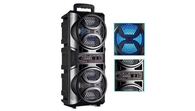 Dual Bluetooth Speaker with Lights & Microphone