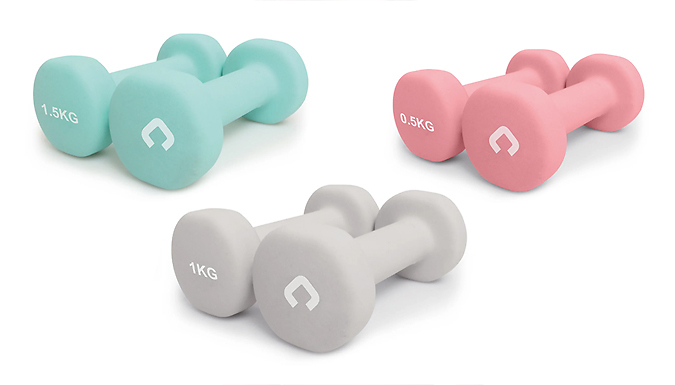 Gymcline 3 Pairs of Assorted Dumbbells with Case - 6kg Total. at Discount Experts