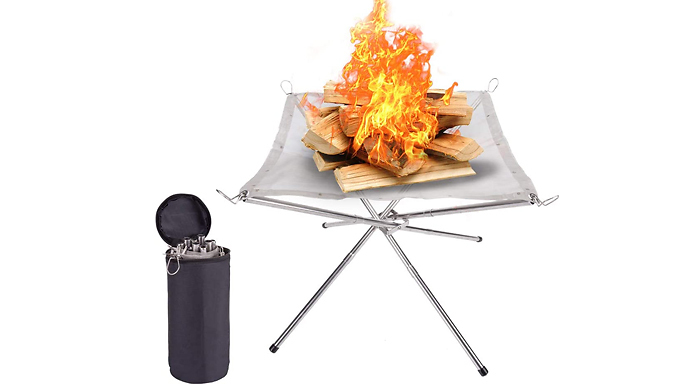 Portable Folding Outdoor Fire Pit with Carry Bag – 2 Options & 2 Sizes Deal Price £5.99
