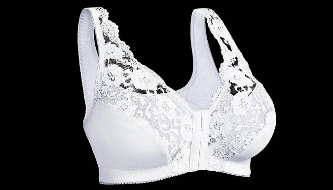 Front Closure Non-Padded Wireless Lace Bra - 5 Colours from Discount Experts